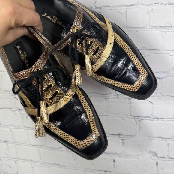 Jonathan Richards Black White Genuine Snake Leather Wingtip Shoes Mens Size 10 main image 6